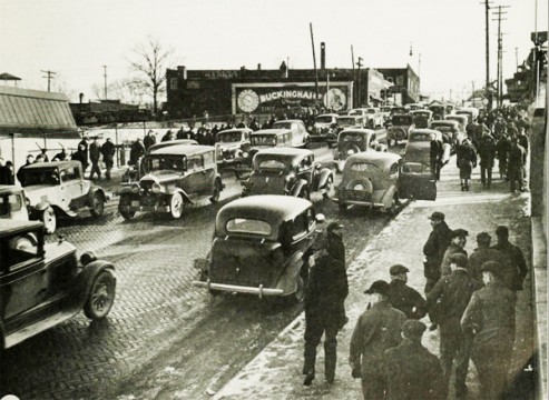 1937: Workers Leaving Flint Chevy Plant #4 After Winning Union Recognition