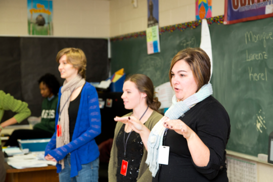 UM-Flint education class at Flint's Beecher High School