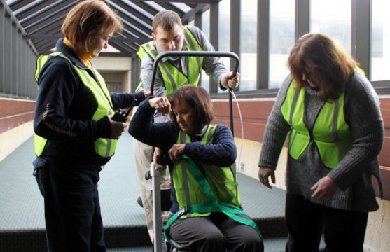 UM-Flint Emergency Response Volunteers Training in Their Bright Yellow/Green Vests