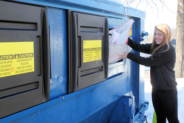 UM-Flint recycling challenge drop-off location near Recreation Center.