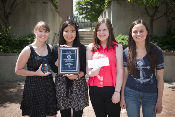 UM-Flint Psi Chi members Becca Horning, Amber Mach, Sam Turner, and Sarah Dyszlewski.