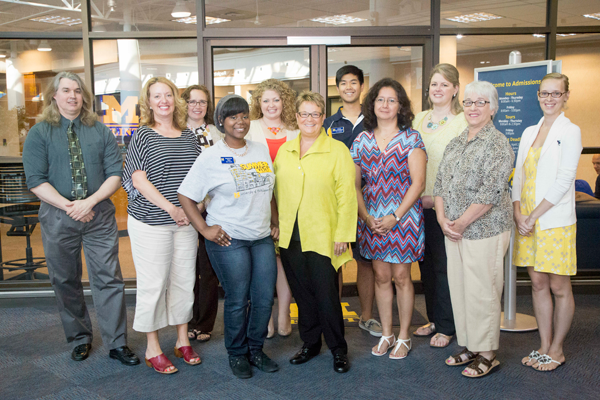 Chancellor Borrego meets with staff and students on her first day at UM-Flint.