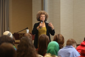 Angela Davis at Q and A session with UM-Flint students.