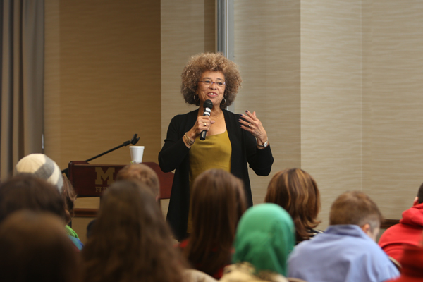 Angela Davis at Q and A session with UM-Flint students