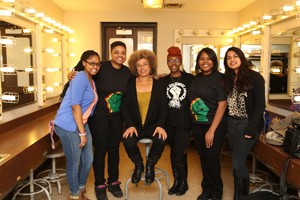 Angela Davis met briefly with student leaders backstage.