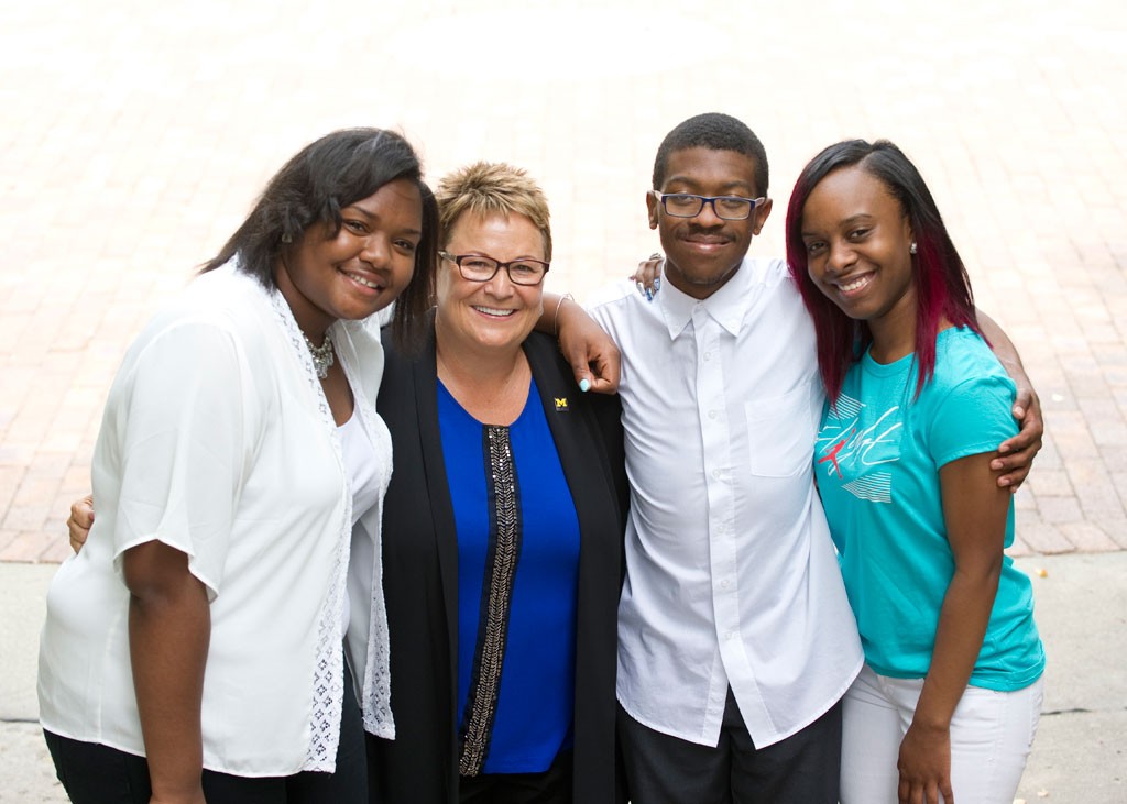 Mariah Patten, Chancellor Susan E. Borrego, Brandon Grant, and Jermarian Chandler.