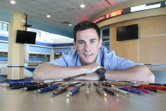 Greg Hooper and his handcrafted pens.
