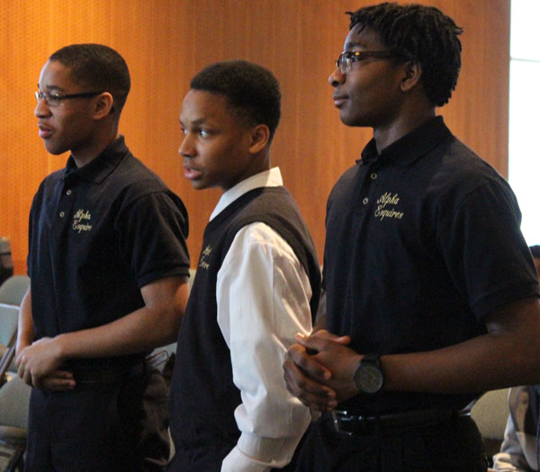 Members of the Alpha Esquires participate during the Black Male Summit.