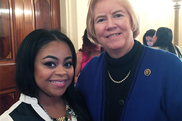 UM-Flint communication major Tajhae Barr with Congresswoman Candice Miller at the White House
