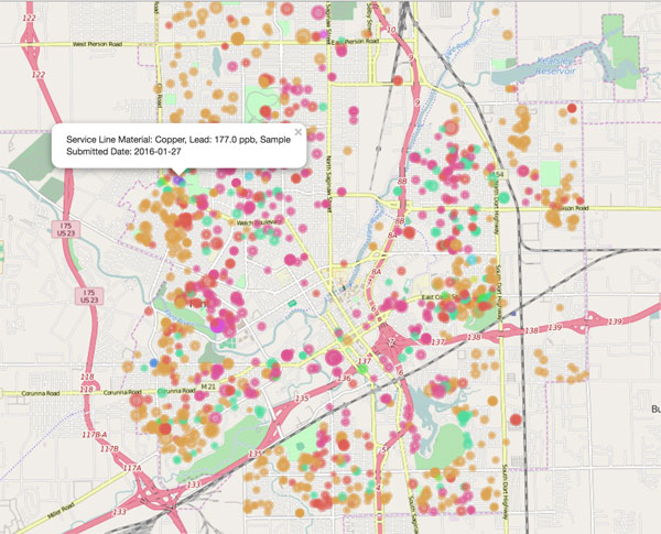 A screenshot from an interactive map developed by the U-M Ann Arbor Michigan Data Science Team.