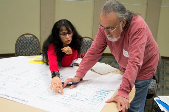 UM-Flint faculty members map out how to further incorporate engaged learning into curriculum.