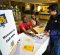 Info desk in the UCEN lobby during first day of Fall 2016 classes