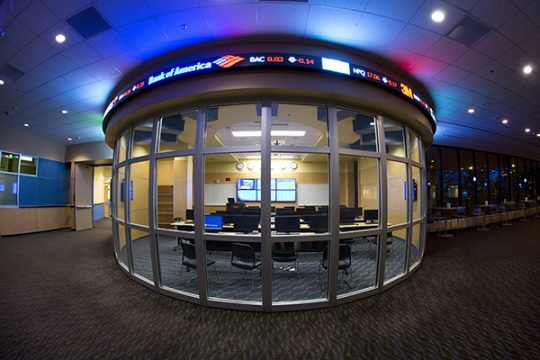 Finance Lab located in the School of Management.