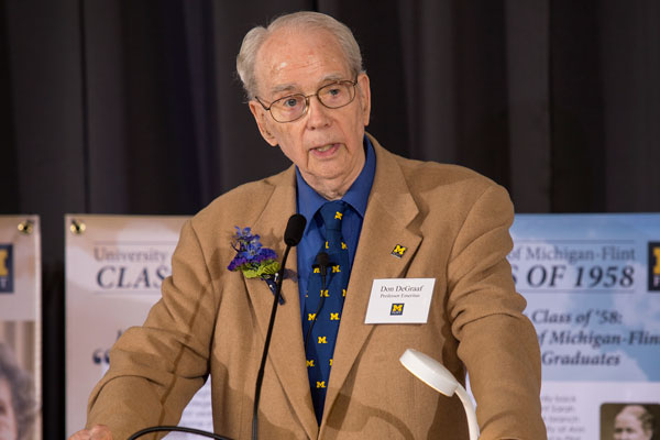 Dr. Don DeGraaf, a founding faculty member in physics, was the keynote speaker.