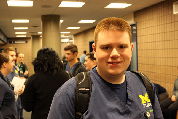 UM-Flint Nursing student Steven Moon participated in the simulation.