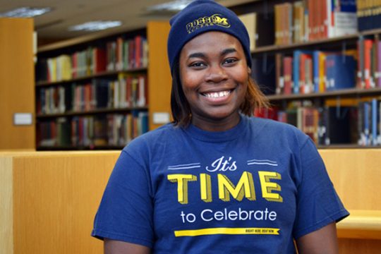 Elexis Nelson will graduate with a UM-Flint English degree in linguistics and a TESOL certificate.