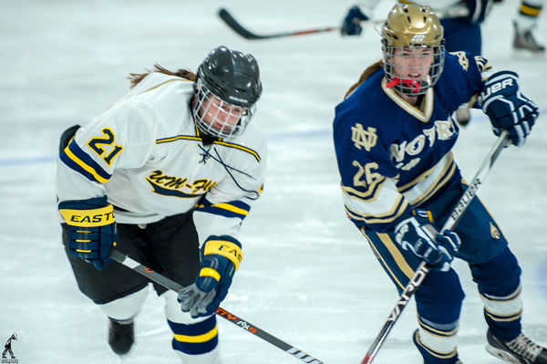 UM-Flint's Women's Hockey Team taking on Notre Dame's