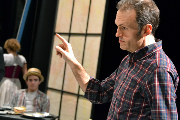 Bill Irwin of UM-Flint Theatre directing students in "The Importance of Being Earnest"