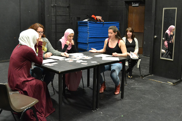 UM-Flint students performing their one-act play exploring gender roles in "Taming the Shrew"