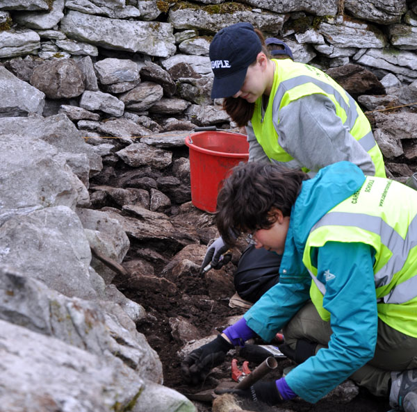 Erin Sack working with a colleague at the Caherconnell Field School in Ireland