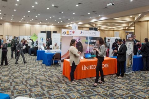 A recent career fair held at UM-Flint's Riverfront Center.