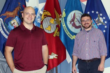 UM-Flint student Raymond Kusch and Geoff Roberts, Student Veterans Resource Center program manager