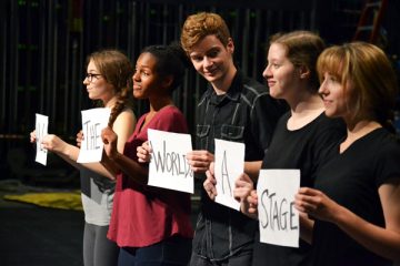 UM-Flint Theatre cast members rehearse the opening of "As You Like It."