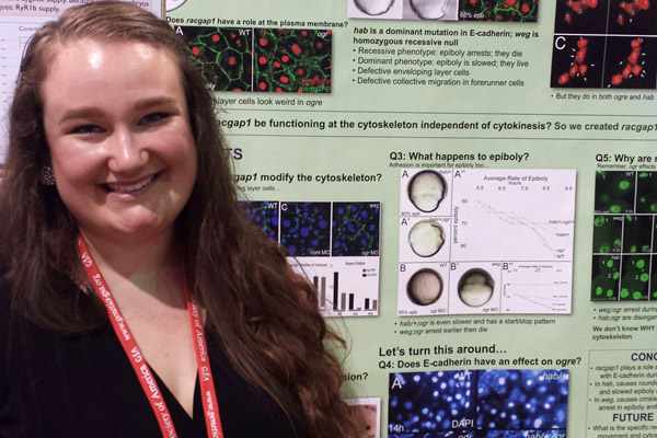 Sarah Richards, UM-Flint Biochemistry and Human Biology alumna, presenting research at the Allied Genetics Conference in Orlando, FL