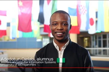 Recent UM-Flint graduate Adedotun Ojelabi is featured in the "You Are Welcome Here" video.