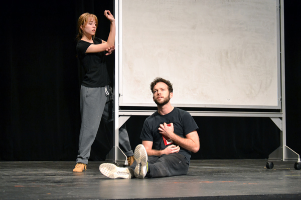 Lucas Moquin during a rehearsal of "As You Like It" in the UM-Flint Theatre