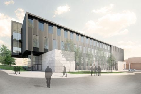 An artist's rendering of the William R. Murchie Science Building expansion. (Drawing courtesy of Architecture, Engineering and Construction)