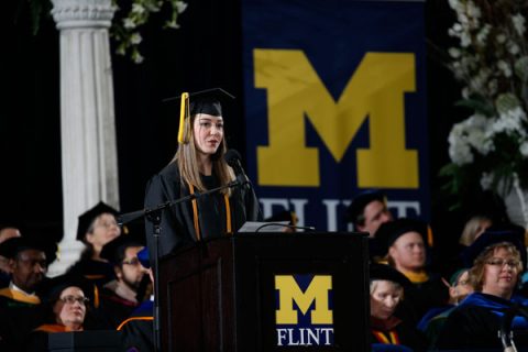 Student commencement speaker Michaela Nogaj