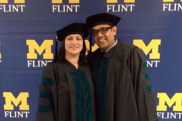 Shweta Gore (left) and her husband Devashish Tiwari (right) were in UM-Flint's PhD in Physical Therapy program together.