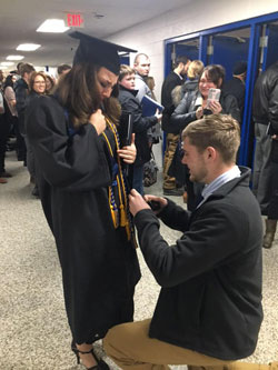 Watch the video of Jake proposing to Kelsey at the December commencement ceremony.