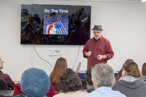 Ernie Gilbert sharing insights at the 2018 Arts & Entrepreneurship Symposium.