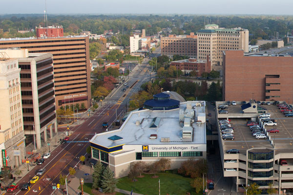 View of downtown Flint looking north.