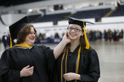 Monique Wilhelm is a member of the Chemistry and Biochemistry faculty in the College of Arts and Sciences (CAS), her daughter Catherine Wilhelm received her degree from CAS at the April 29 ceremony.