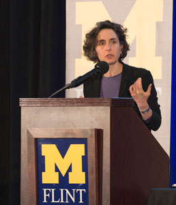 Elizabeth Kolbert speaking at UM-Flint's 2017 Critical Issues Forum