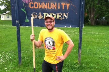 Jeffery Martin working with community gardens at the Potter Longway Community Garden.