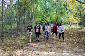 Students in Nancy Grigg’s First-Year Experience course at For-Mar Nature Preserve & Arboretum