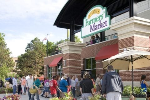 people outside of the Flint Farmers' Market