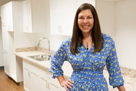 Wendy Tremaine, clinical assistant professor of occupational therapy, in the new OT lab.