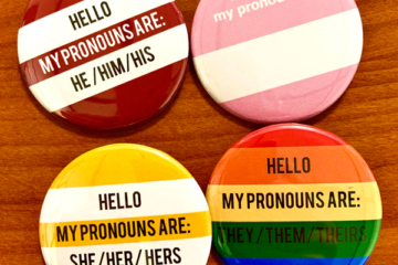buttons with different pronouns: she, he, they, and blank