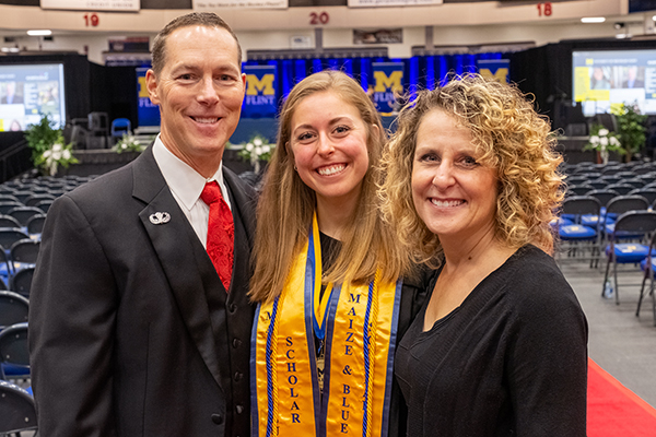 Chris, Jillian, and Beth Heidenreich at the December 2019 commencement ceremony