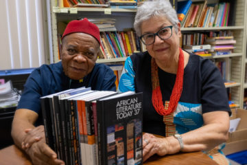 Africana Studies professor Ernest Emenyonu (left) and Dr. Patricia Emenyonu (right), a lecturer in both Africana Studies and English.