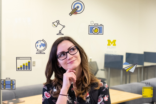 UM-Flint student Elisabeth Hamilton within the Business Innovation Center