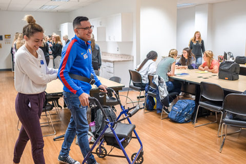 UM-Flint occupational therapy students using their program's lab space.