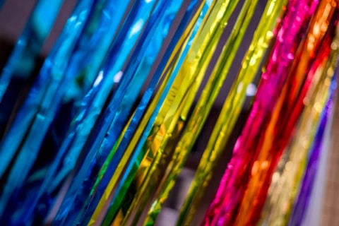 Rainbow-colored streamers hang in the doorway of the Center for Gender and Sexuality