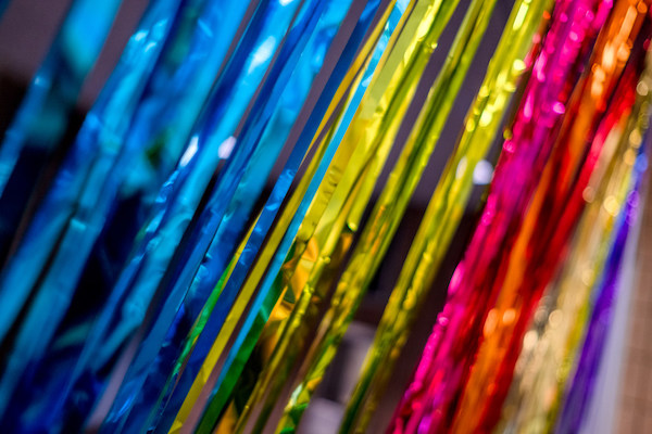 Rainbow-colored streamers hang in the doorway of the Center for Gender and Sexuality