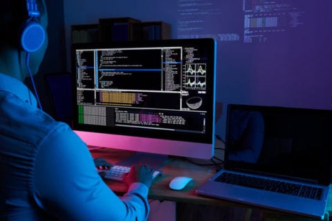 Person working at a computer.